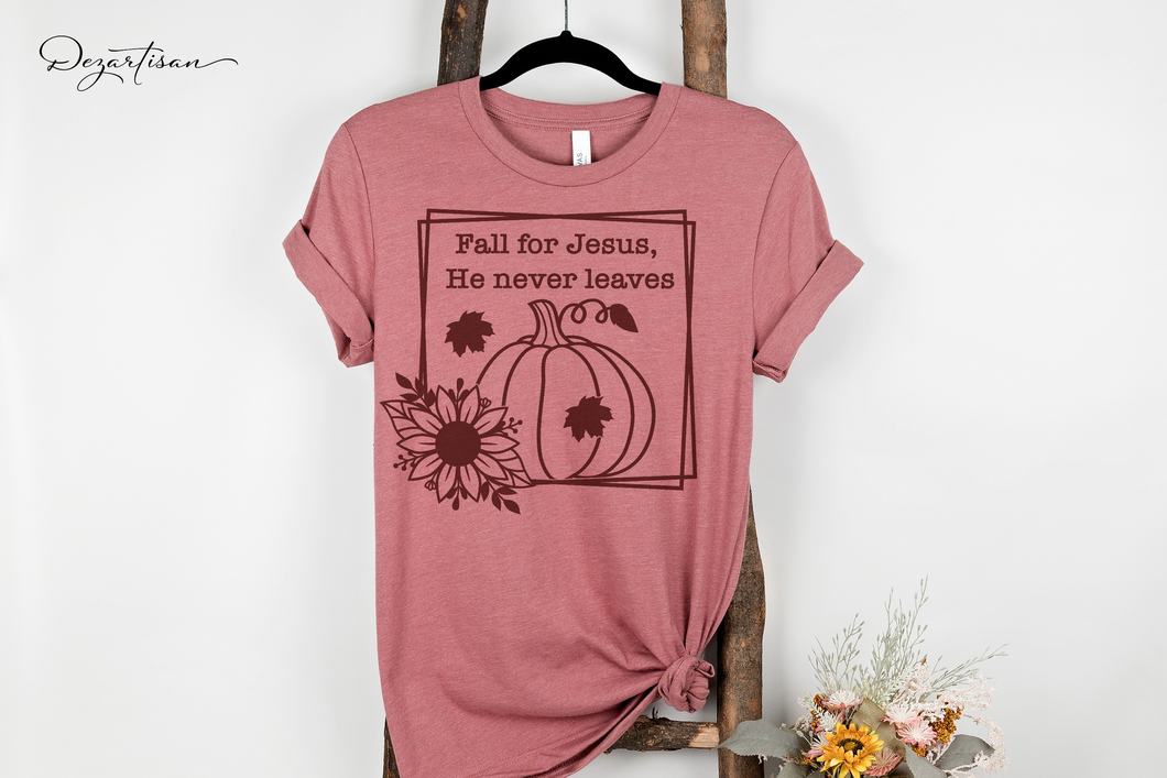 Fall For Jesus He Never Leaves SVG for Cricut & Silhouette