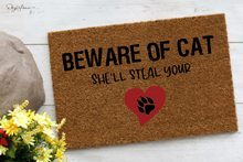 Load image into Gallery viewer, Beware Of Cat  She&#39;ll Steal Your Heart Paw print SVG Digital Design Cut File for Cricut &amp; Silhouette
