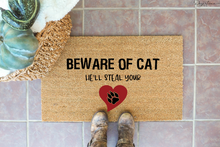 Load image into Gallery viewer, Beware Of Cat  he&#39;ll Steal Your Heart Paw print SVG Digital Design Cut File for Cricut &amp; Silhouette

