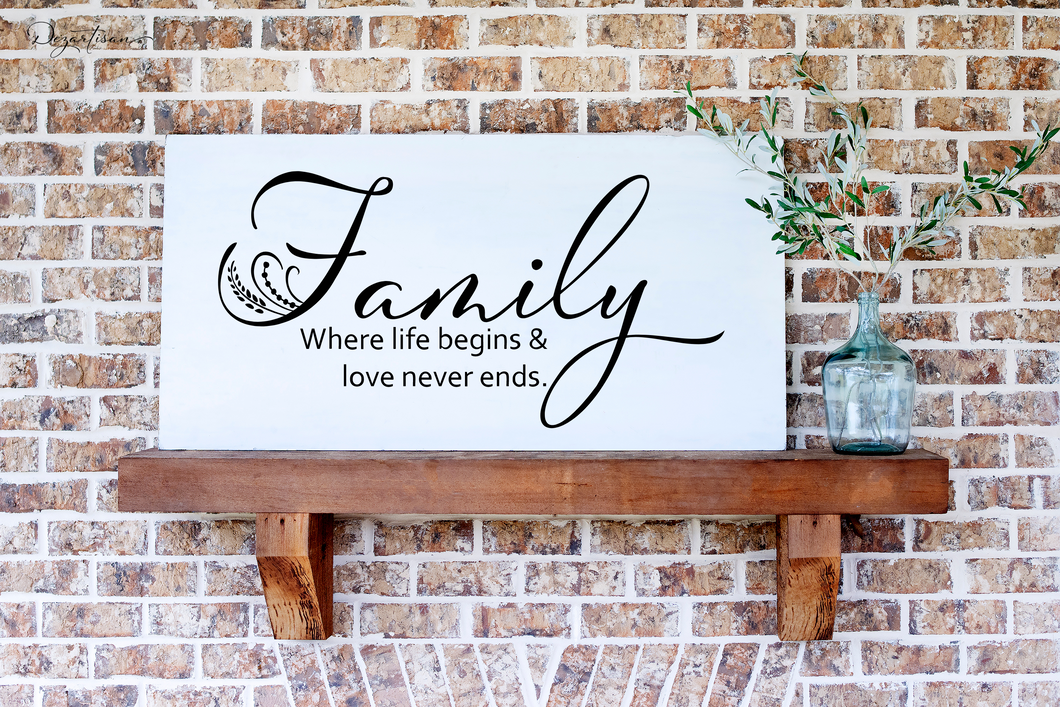 Family Where Life Begins And Love Never Ends SVG Digital Design Cut File for Cricut & Silhouette