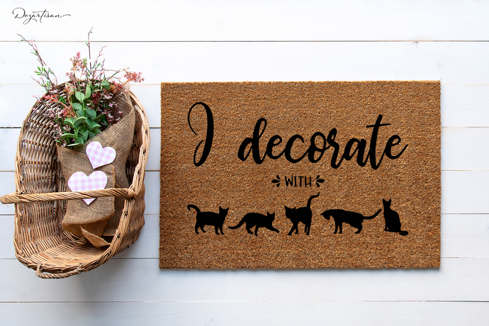 I Decorate with Cats SVG Digital Design Cut File for Cricut & Silhouette