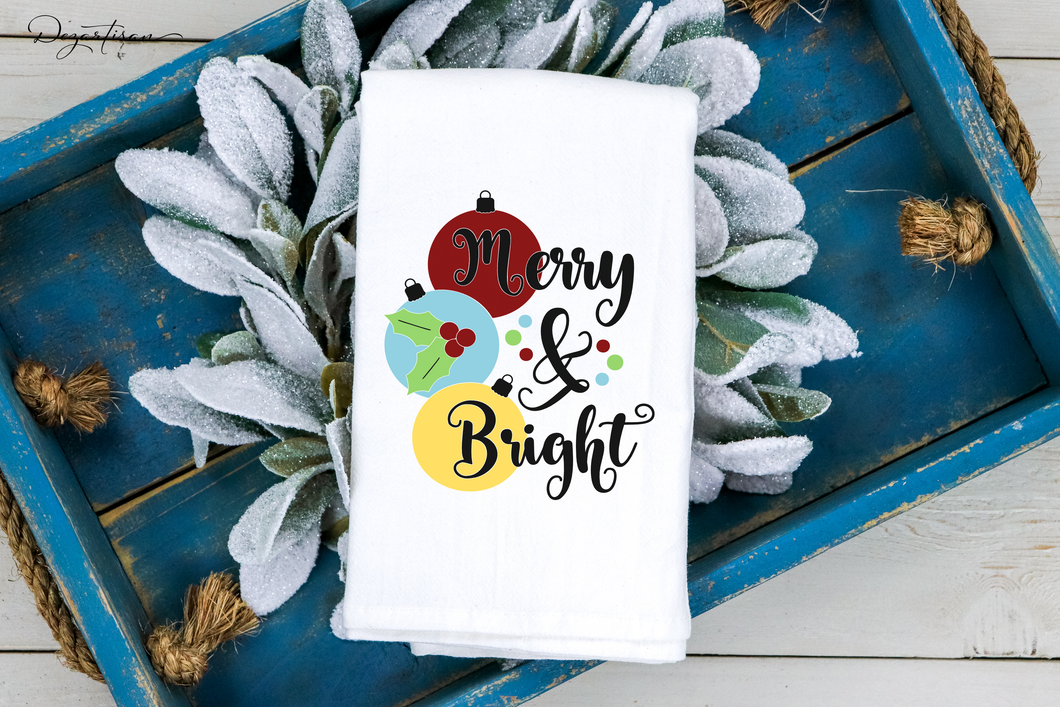 Merry and Bright With Ornaments SVG Digital Design Cut File for Cricut & Silhouette
