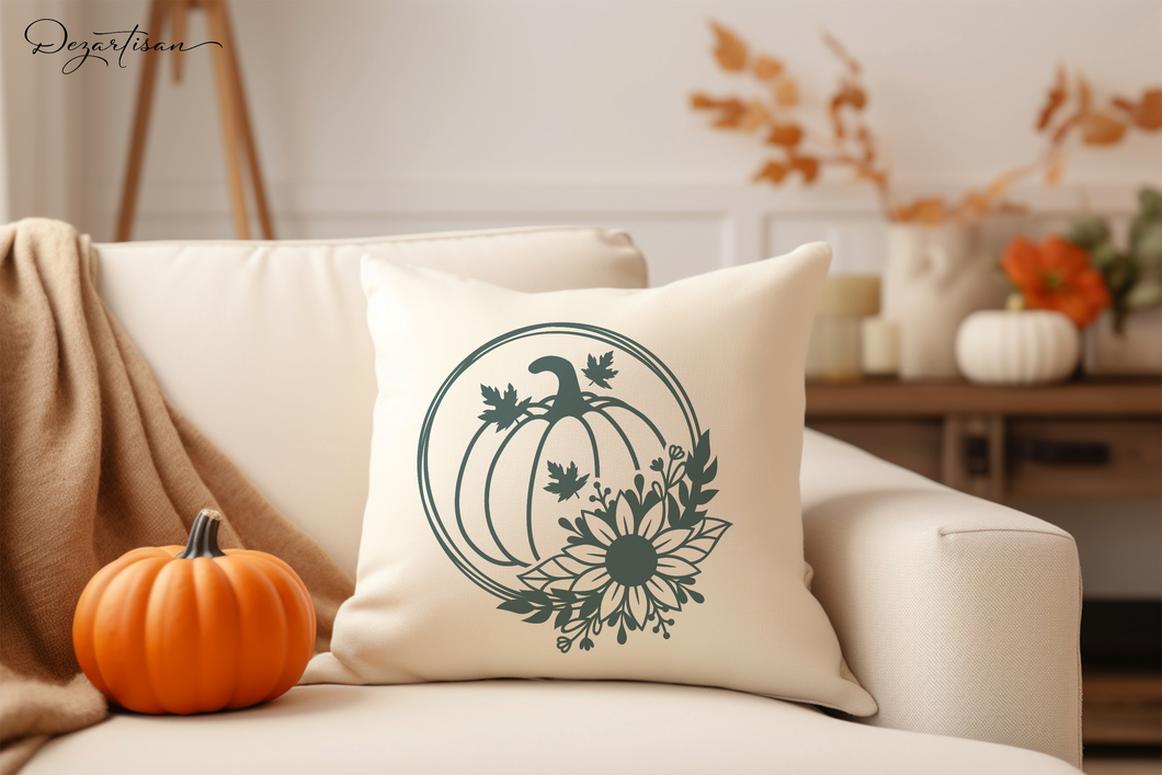 Pumpkin and Sunflower Circle Frame SVG for Cricut & Silhouette