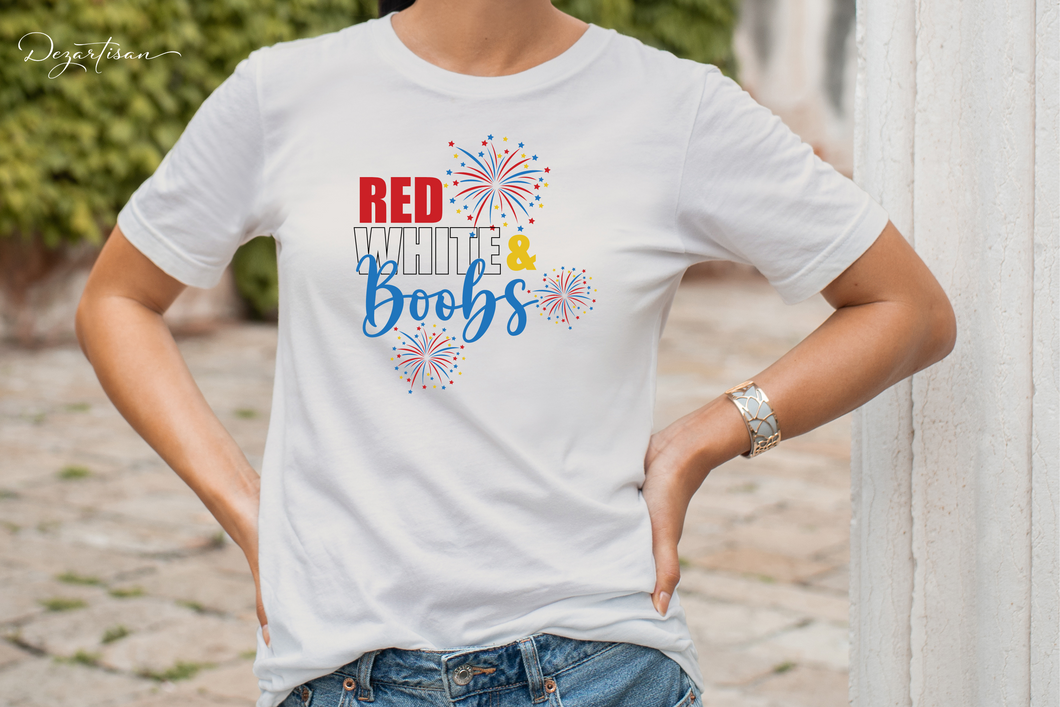 Red White Boobs Fourth of July SVG Digital Design Cut File for Cricut & Silhouette