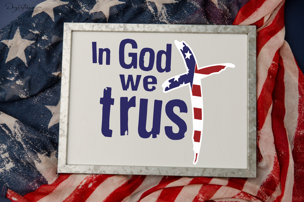 Copy of In God We Trust USA Flag Cross SVG Digital Design Cut File for Cricut & Silhouette
