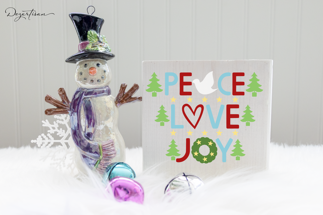 Christmas Love Peace Joy SVG with dove, heart and wreath