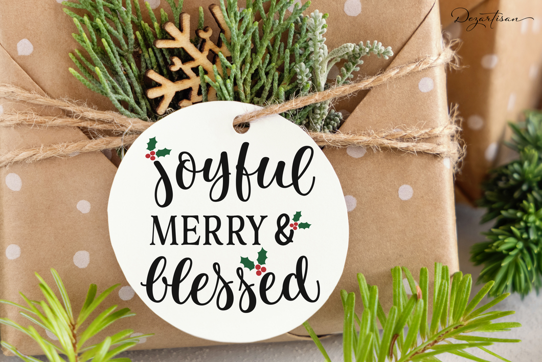 Joyful SVG, Merry and Blessed SVG, Christmas Cut FileJoyful SVG, Merry and Blessed SVG, Christmas Holly Cut File