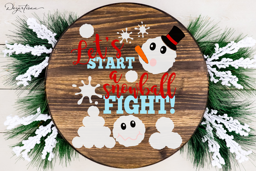 Snowman SVG, Snowball fight svg, funny christmas cut file