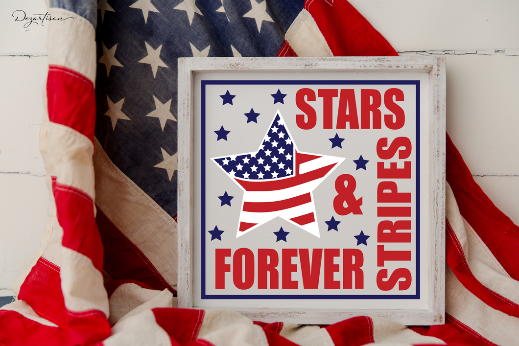 Stars and Stripes Forever Patriotic SVG Digital Design Cut File for Cricut & Silhouette