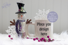 Load image into Gallery viewer, Christmast Winter White Mug Snowman PNG Mock Up
