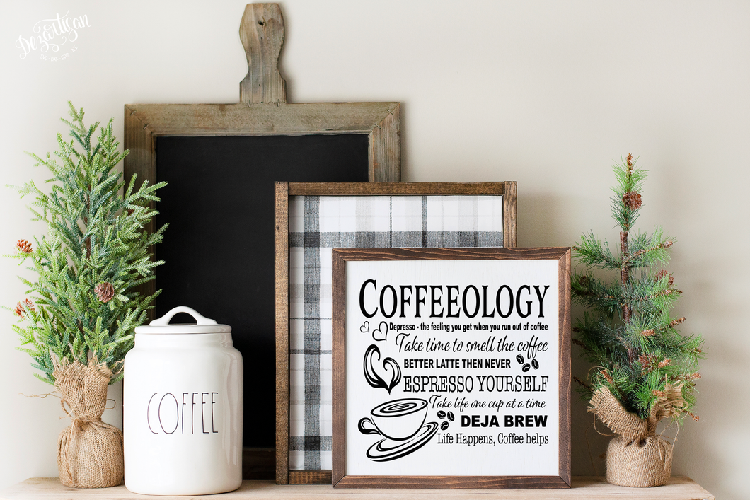 Coffeeology Espresso Yourself Deja Brew Better Latte Then Never SVG Digital Design Cut File for Cricut & Silhouette
