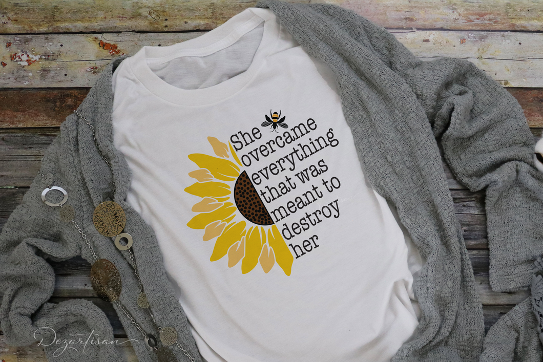 Sunflower She Overcame Everything SVG | Screen Print | Sublimation | POD