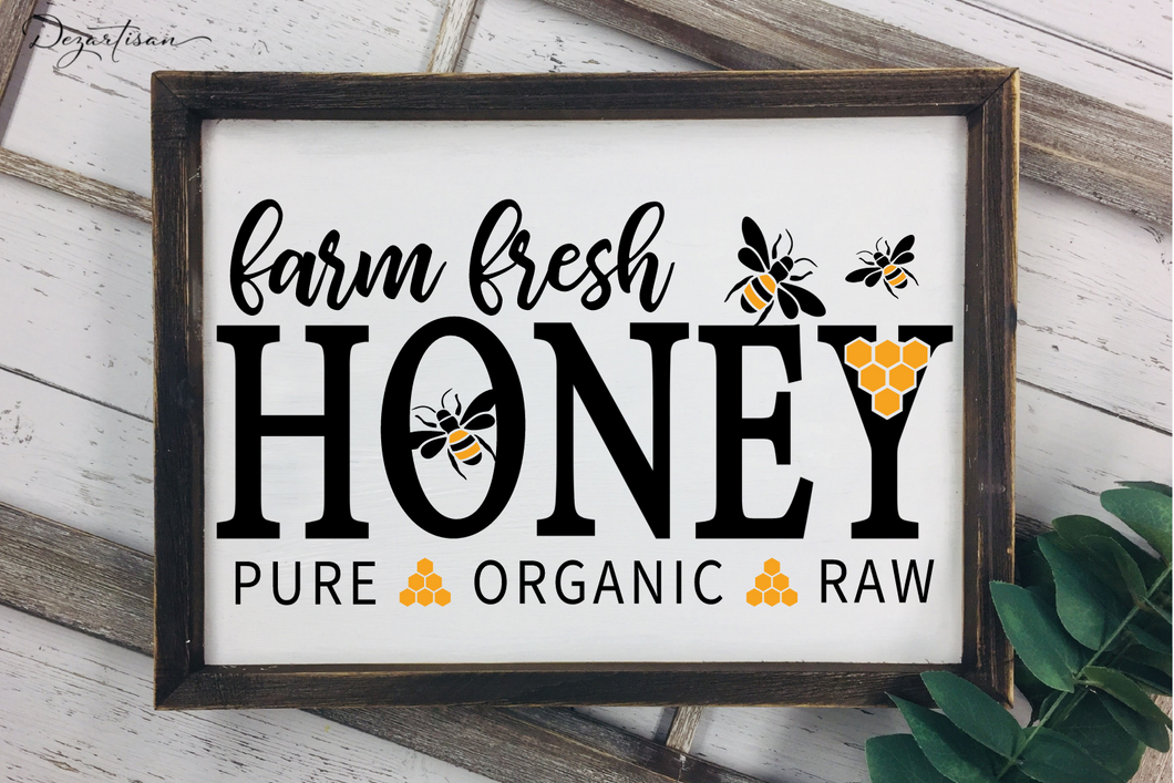 Farm Fresh Honey Pure Organic Raw Bees Digital Design SVG Cut File