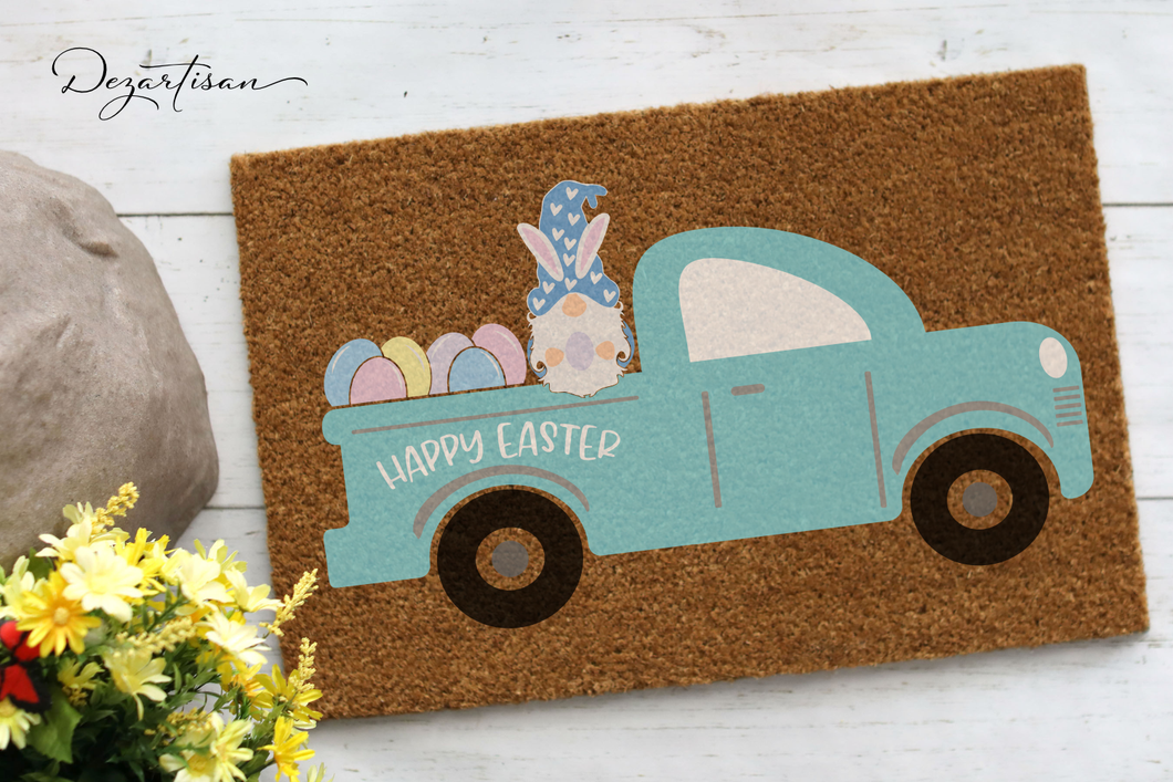 Happy Easter Bunny Gnome Vintage Truck SVG Digital Design