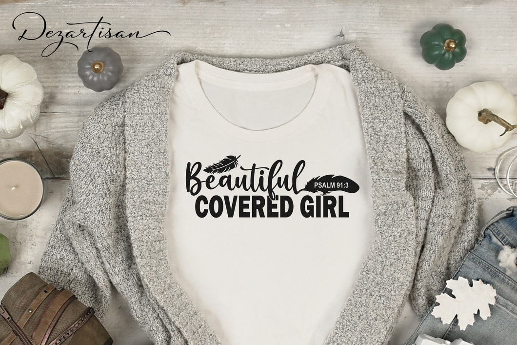 Beautiful Covered Girl Psalm 91:3 Bible Journaling SVG Digital Design
