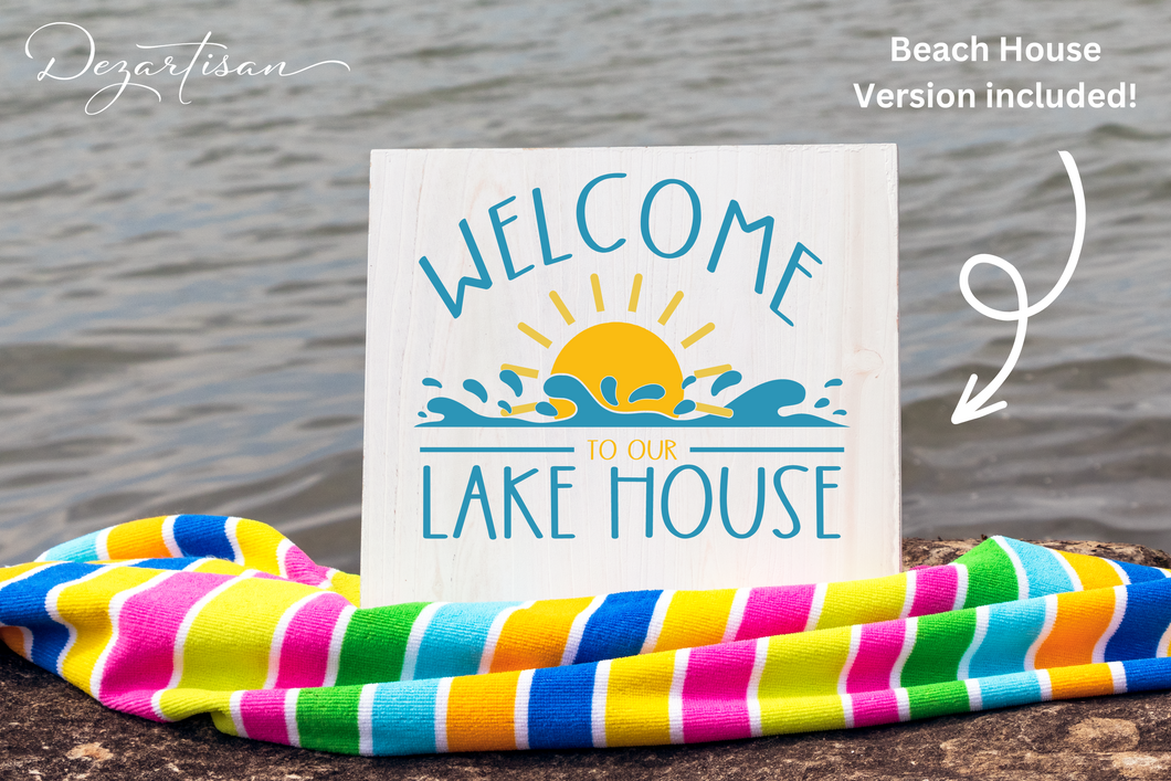 Welcome to our Lake House Sun and Water Home Decor SVG Digital Design