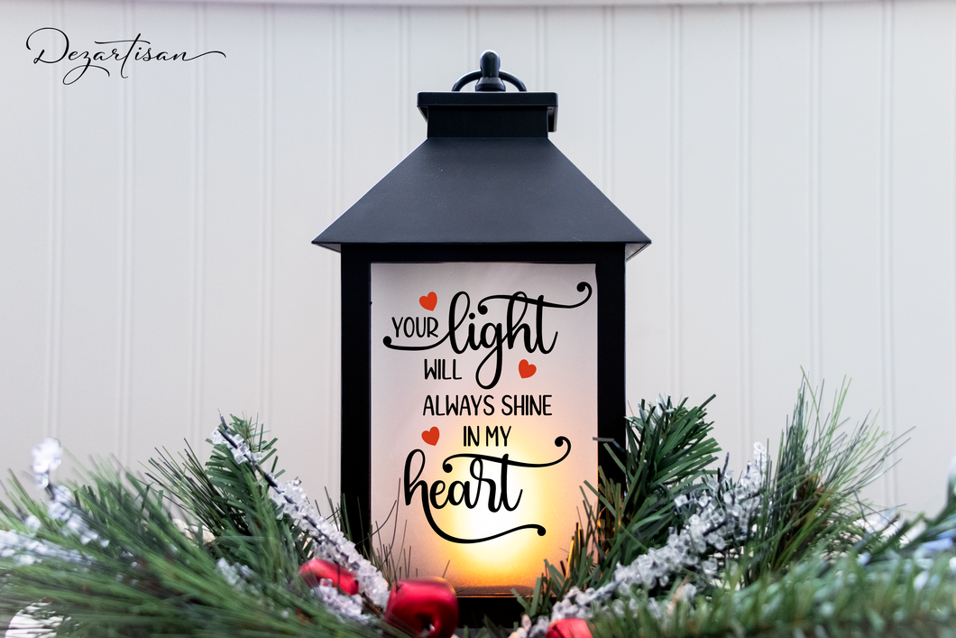 In Memory Your Light Will Always Shine In My Heart SVG Digital Design for Lanterns and wood signs