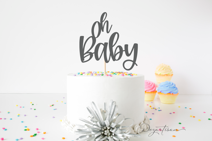 Oh Baby Cake Topper Premium SVG  | DXF Cut File for Cricut and Silhouette Die Cutting Machines