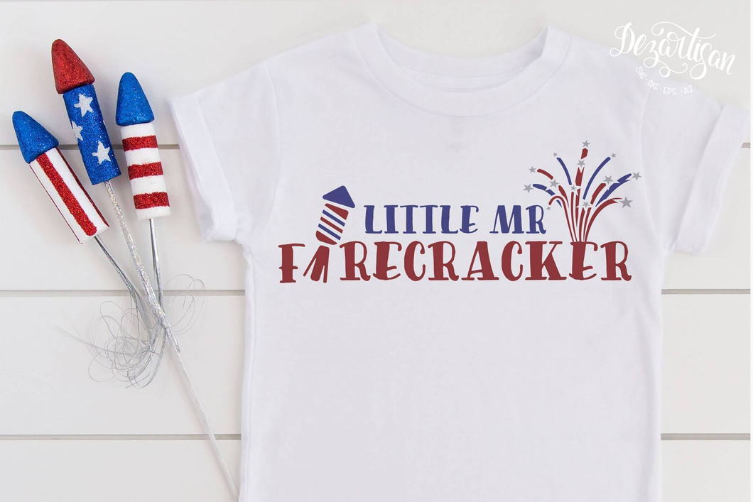 Little Mr Firecracker Patriotic Fourth of July SVG | DXF Cricut Silhouette Premium SVG Cut Files for your Cricut or Silhouette
