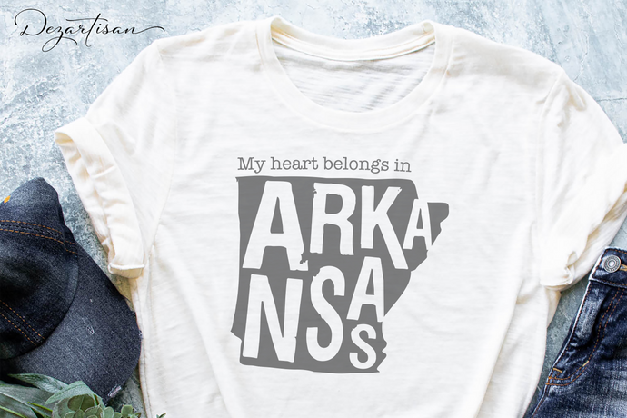 My Heart Belongs In Arkansas SVG | Screen Print | Sublimation | POD