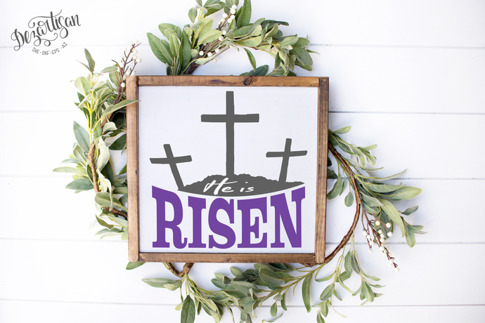 DZA0043E Easter He is Risen Premium Cut files for your Cricut or Silhouette Cutting Machines. File formats include SVG | DXF | EPS | Ai.