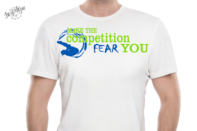 DZA0047A Swimming Fear the Competition Premium Cut files for your Cricut or Silhouette Cutting Machines. File formats include SVG | DXF | EPS | Ai.