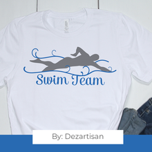 Load image into Gallery viewer, DZA0047D Swim Team Premium Cut files for your Cricut or Silhouette Cutting Machines. File formats include SVG | DXF | EPS | Ai.
