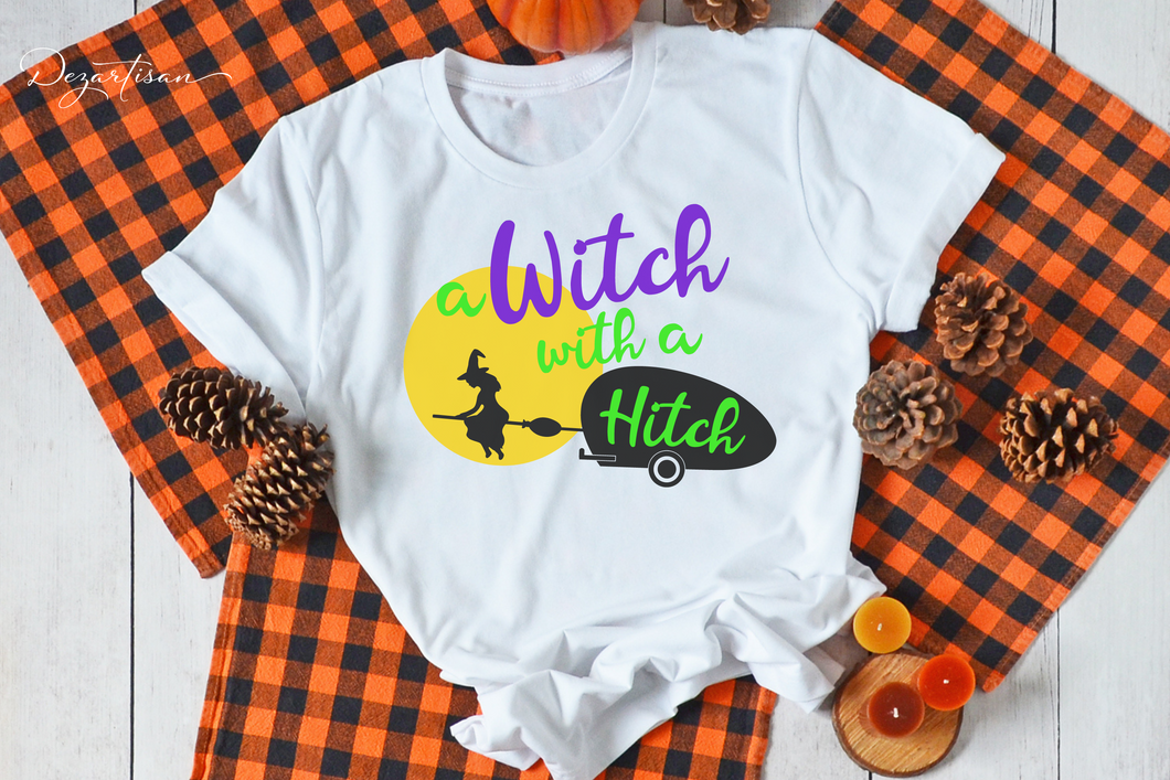 Witch with a Hitch Camping Halloween SVG Digital Design