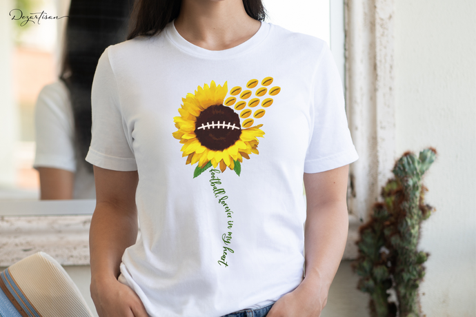Sunflower Football Forever In My Heart Sublimation Digital Design