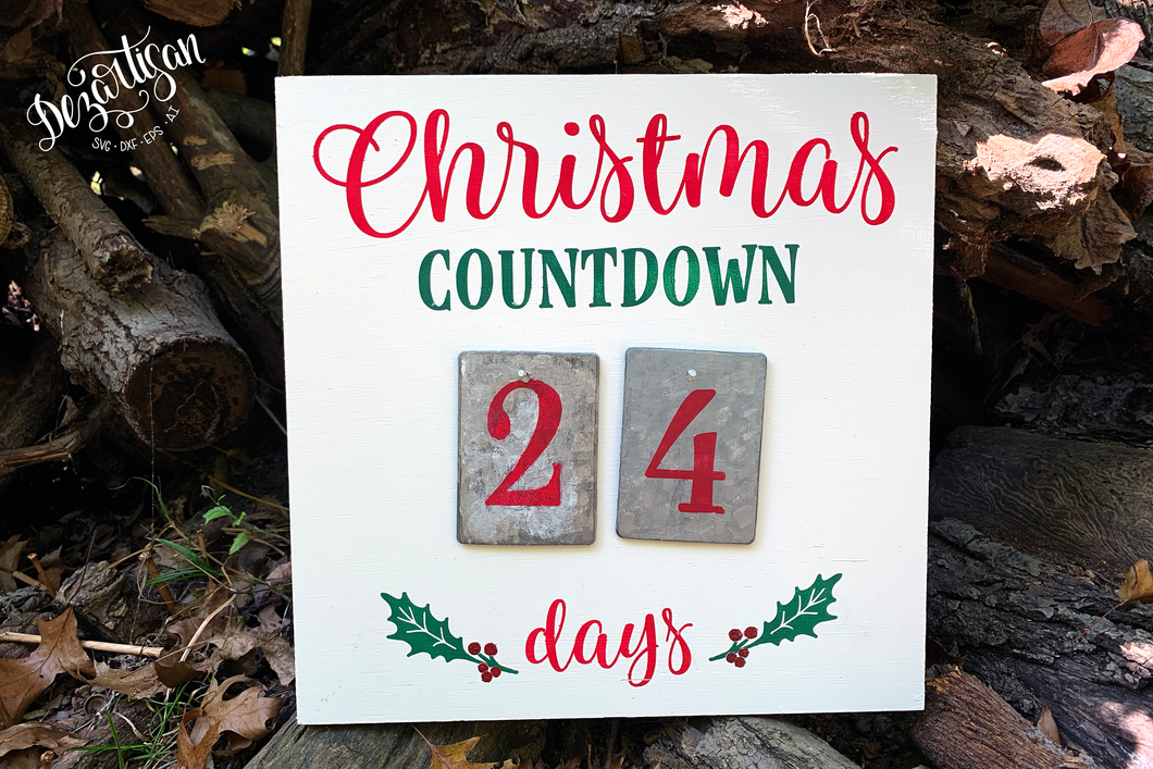 Christmas Countdown Advent Calendar Premium Cut File for your Cricut & Silhouette Cutting Machines. File Formats are SVG | DXF | EPS | Ai
