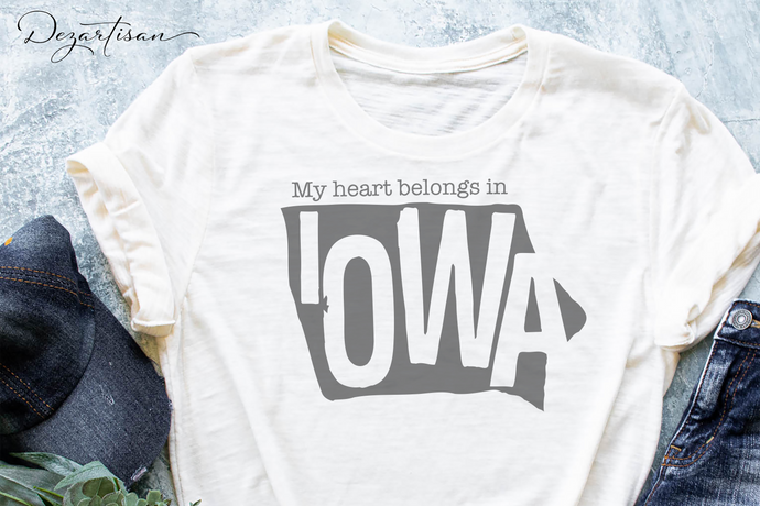 My Heart Belongs In Iowa SVG | Screen Print | Sublimation | POD