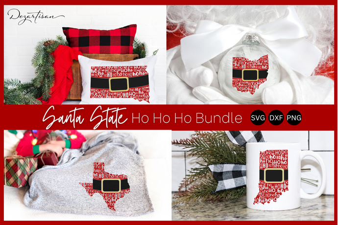 Santa State Ho Ho Ho Christmas SVG & PNG Bundle