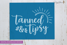 Load image into Gallery viewer, Tanned and Tipsy Sun Summer SVG Digital Design
