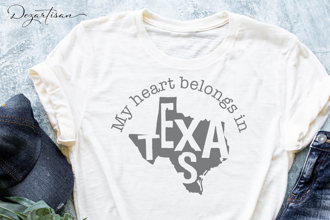My Heart Belongs In Texas SVG | Screen Print | Sublimation | POD