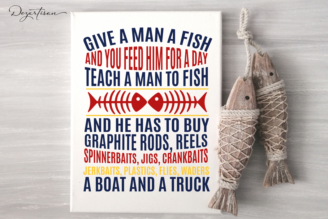 Give A Man A Fish Funny SVG Digital Designs