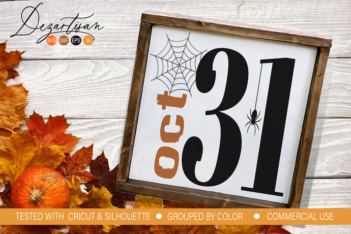 Oct 31 Halloween Premium Cut File for your Cricut & Silhouette Cutting Machines. File Formats are SVG | DXF | EPS | Ai
