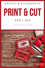 Load image into Gallery viewer, Valentine&#39;s Day Love Scratch Off Coupons Print And Cut SVG Digital Design Prone to Shenanigans and Malarkey Digital Design SVG Cut File Cut File for Cricut &amp; Silhouette
