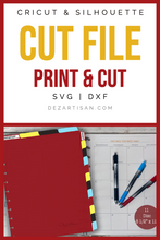 Load image into Gallery viewer, Planner Big 11 Disc 4 top and 12 side Dashboard &amp; Labels Print And Cut Digital Design Cut File for Cricut &amp; Silhouette
