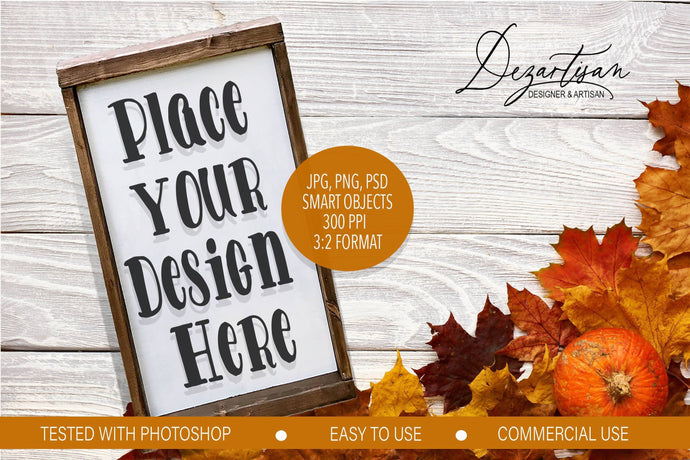 Fall Tall Farmhouse Style wood sign  PNG Mock Up