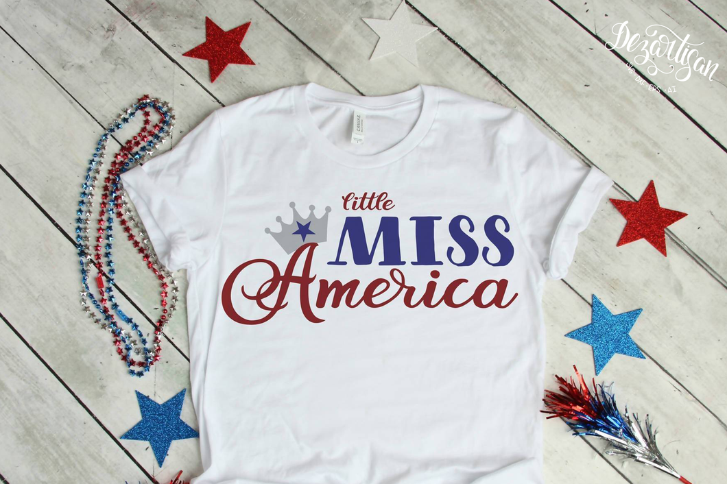 Little Miss America Patriotic Fourth of July Premium Cut Files SVG | DXF Cricut Silhouette 